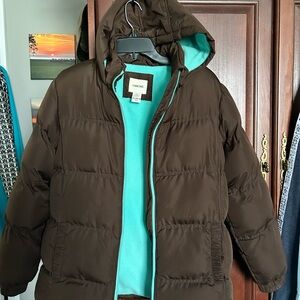 Cherokee Brown and Teal Kids Puffer Jacket